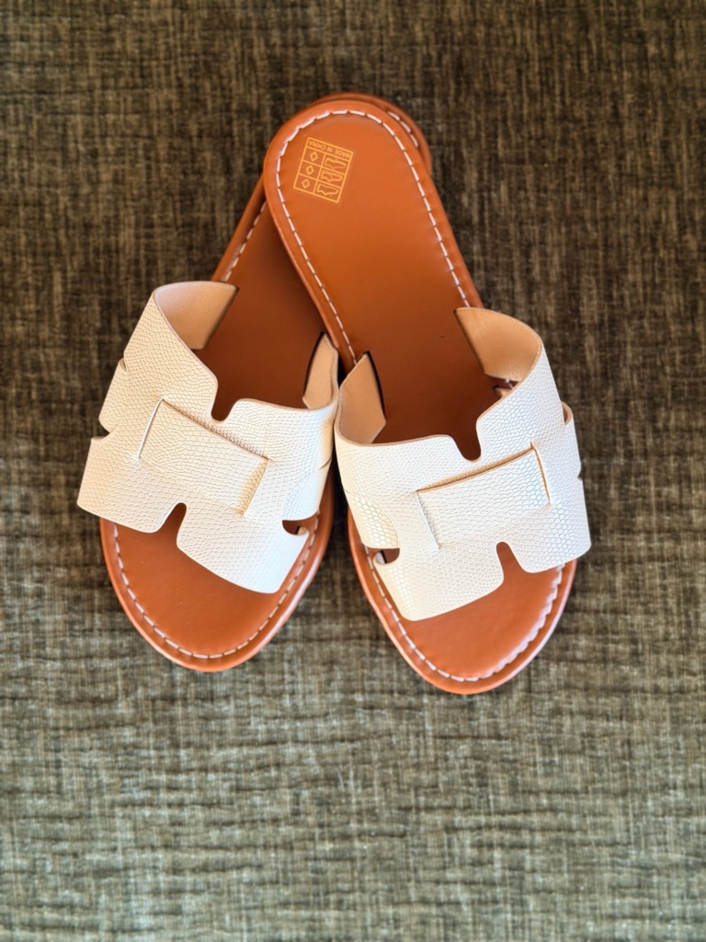 ASOS White Slide Sandals with Tan Footbed
